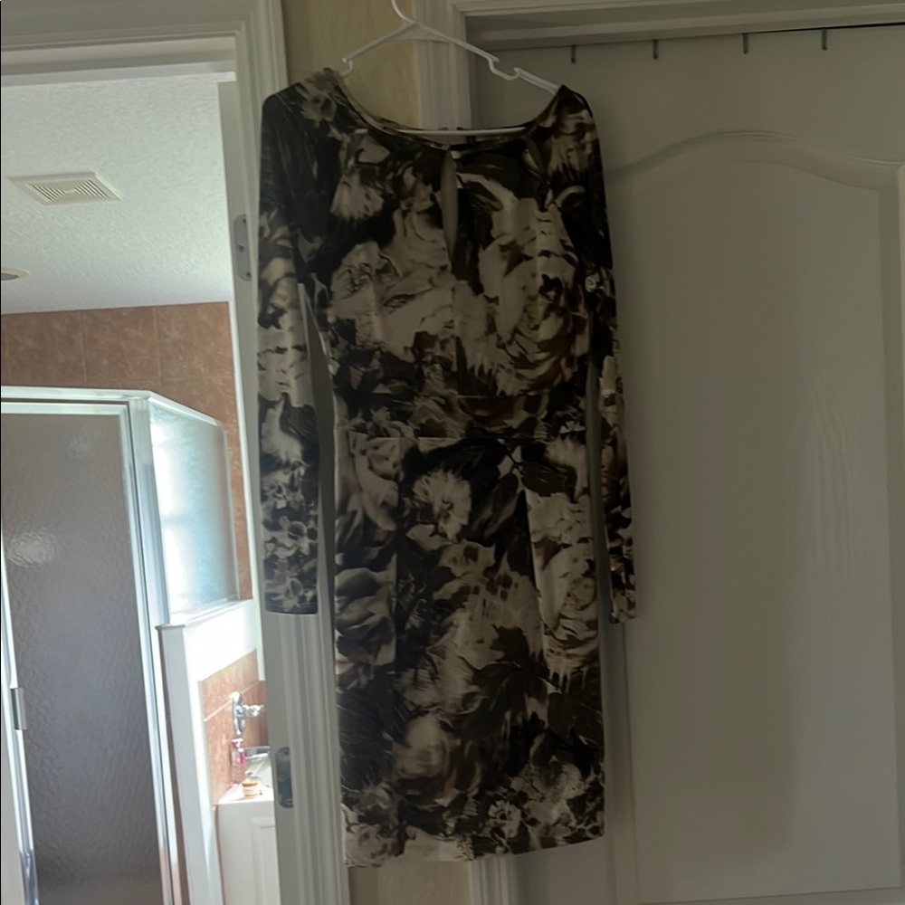 Jennifer Lopez Black and Cream Bodycon Cocktail Dress